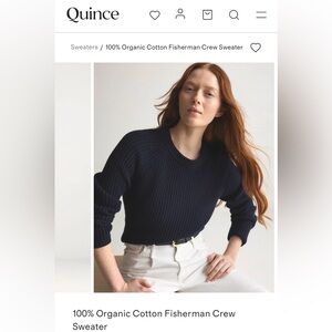 Quince Dark Blue Organic Cotton Crew Sweater